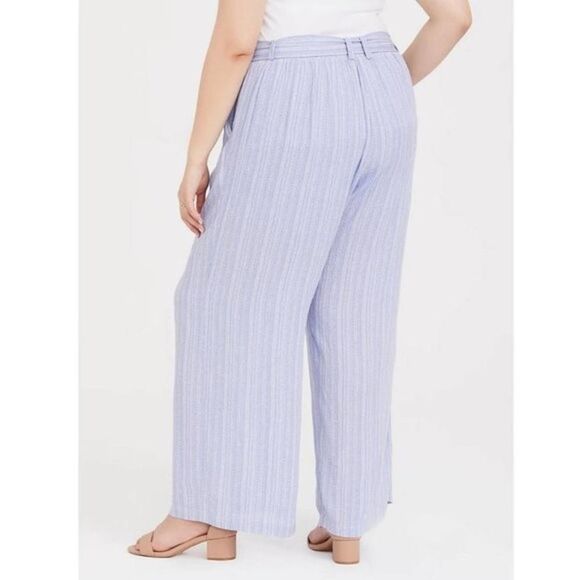Torrid 0 Tie Front Wide Leg Challis Pants Stripe Loose Fit Womens NWT Gauze Boho - Picture 2 of 7